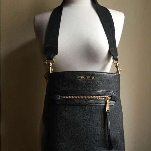 Miu Miu Black Crossbody Bag with Gold Accents - Picture 1 of 1